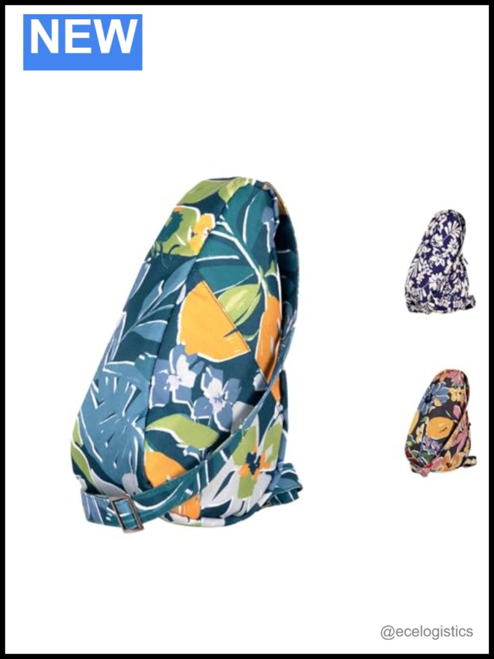 AmeriBag Healthy Back Sling Crossbody Bag with Floral Print